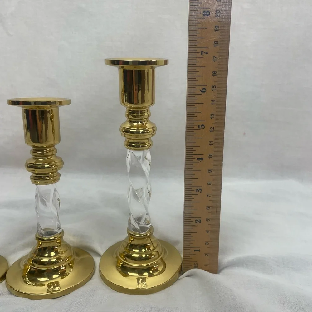 Set of 3 Vintage PartyLite Brass Candlestick Holders - Picture 8 of 9